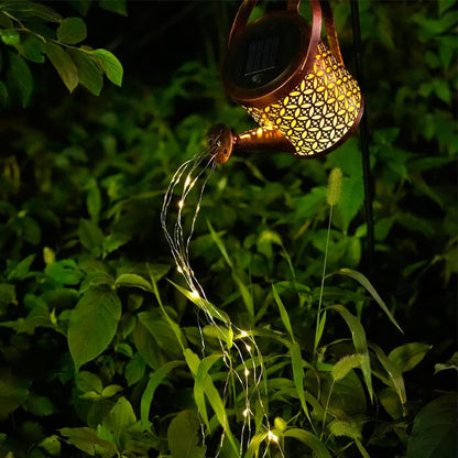 Twinkling Watering Can Garden Lamp with Hanging Lights - Solar Powered