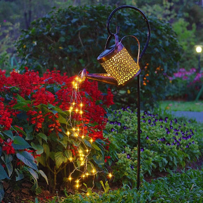 Twinkling Watering Can Garden Lamp with Hanging Lights - Solar Powered