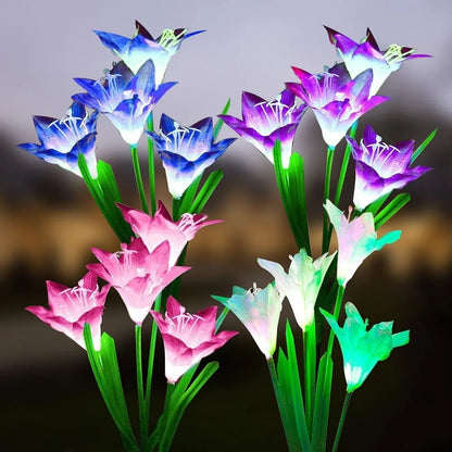 Colourful Lily Light - Solar-Powered LED Decorative Flower Lamp for Garden