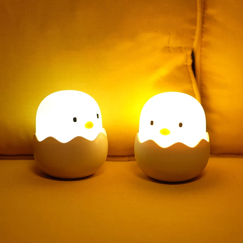 Eggshell Chicken Night Light Rechargeable LED Lamp with Touch Controls