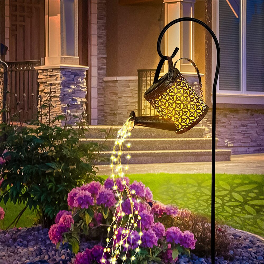 Twinkling Watering Can Garden Lamp with Hanging Lights - Solar Powered