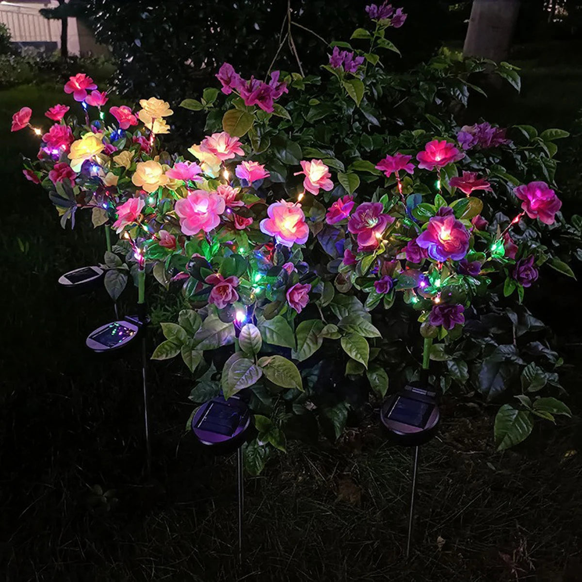 Azalea Flowers Solar-Powered LED Decorative Garden Light