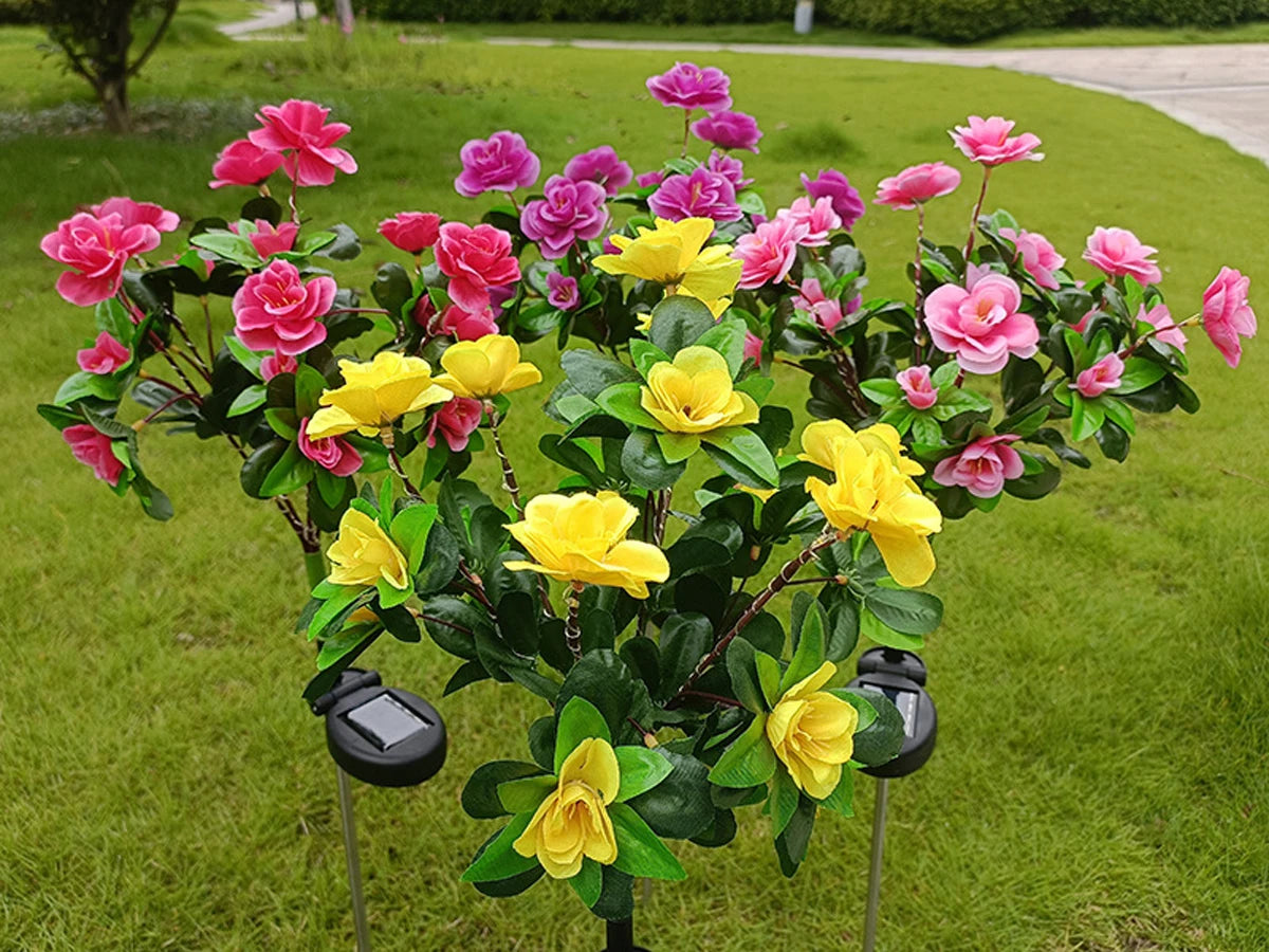 Azalea Flowers Solar-Powered LED Decorative Garden Light