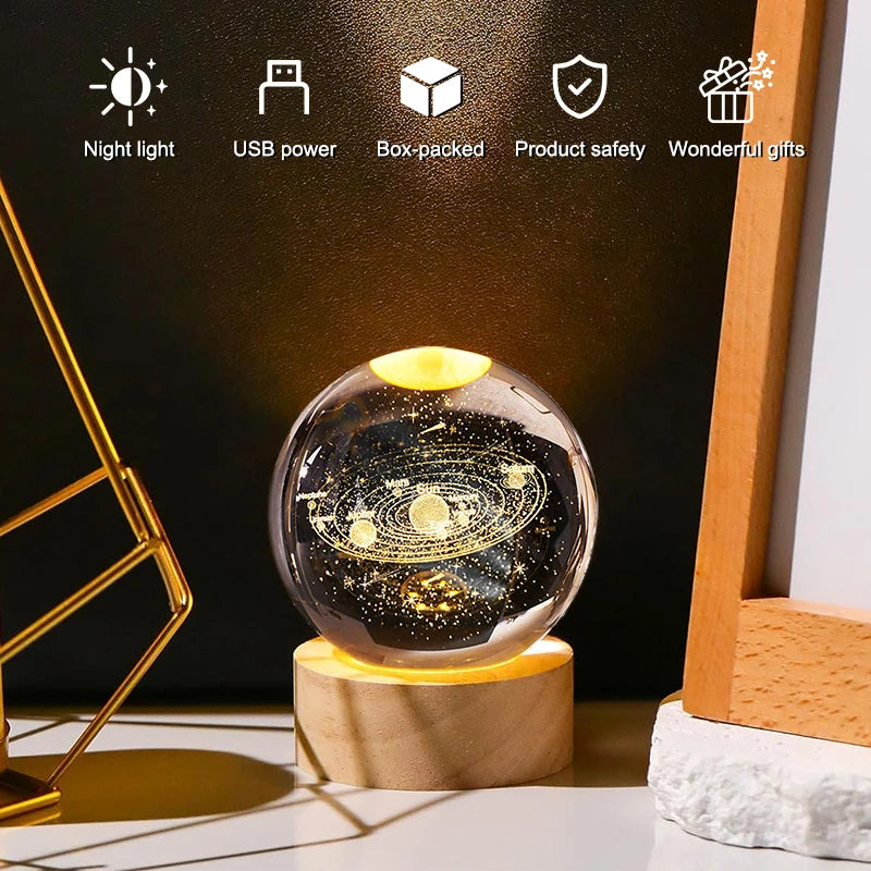 3D Milky Way Galaxy Crystal Ball Night Light