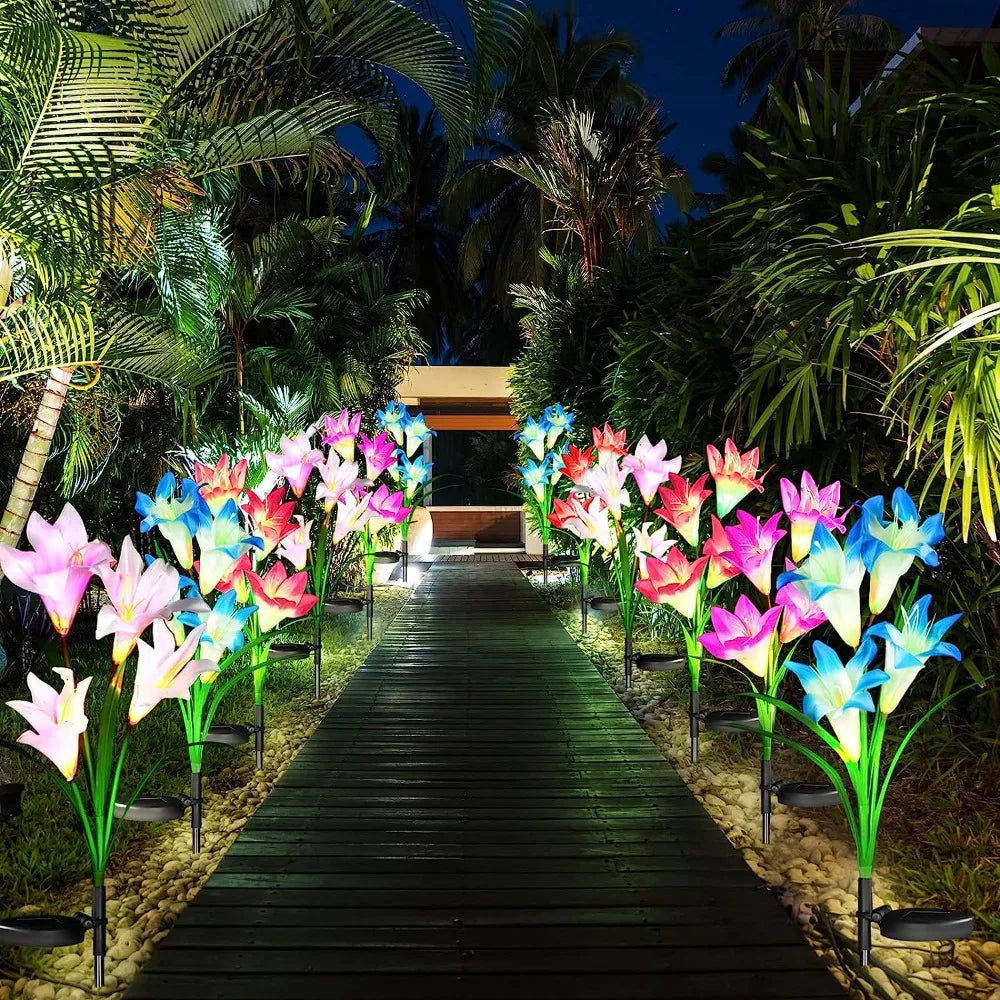 Colourful Lily Light - Solar-Powered LED Decorative Flower Lamp for Garden