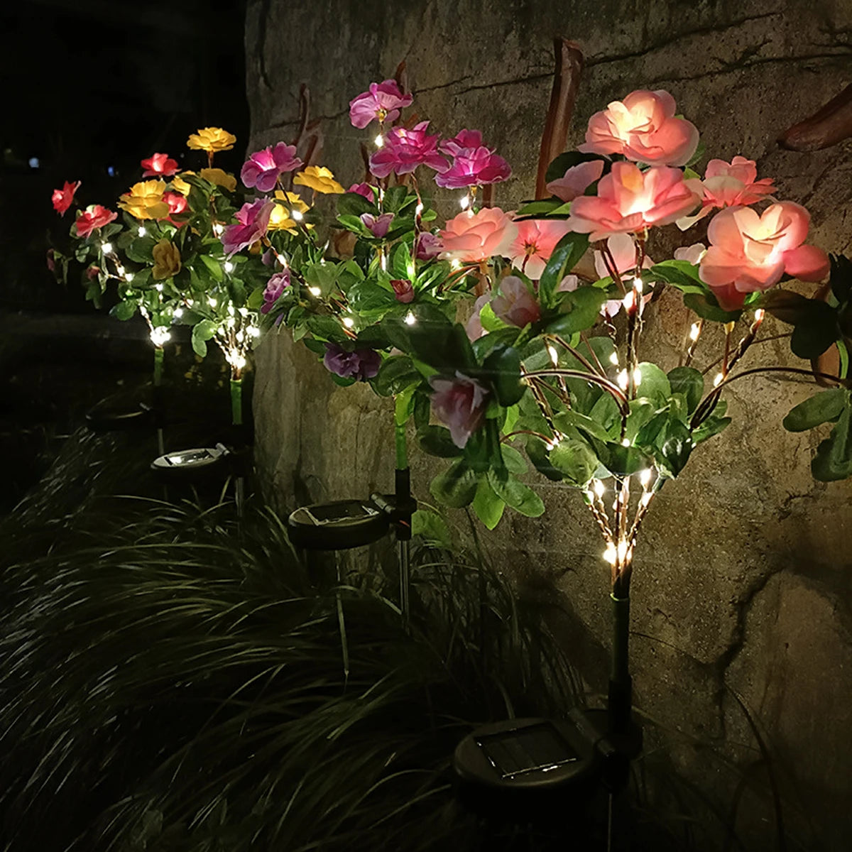 Azalea Flowers Solar-Powered LED Decorative Garden Light