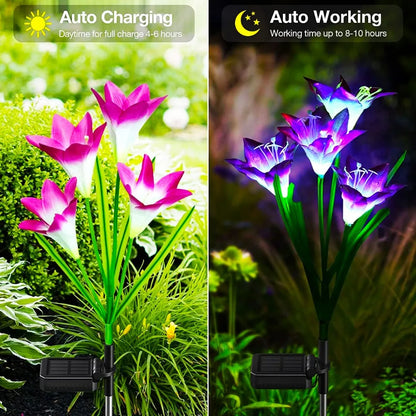 Colourful Lily Light - Solar-Powered LED Decorative Flower Lamp for Garden