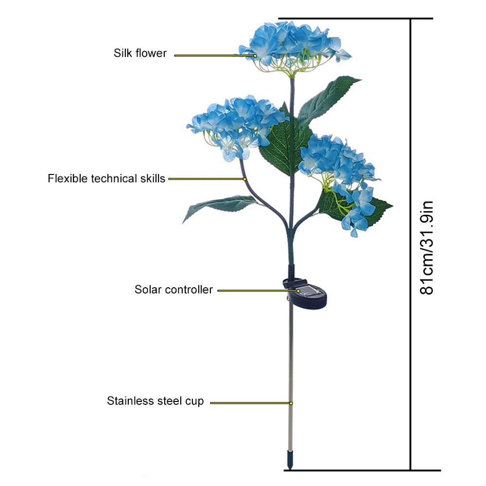 Hydrangeas Flower Solar-Powered LED Decorative Garden Light