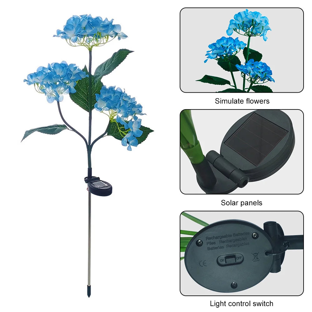 Hydrangeas Flower Solar-Powered LED Decorative Garden Light