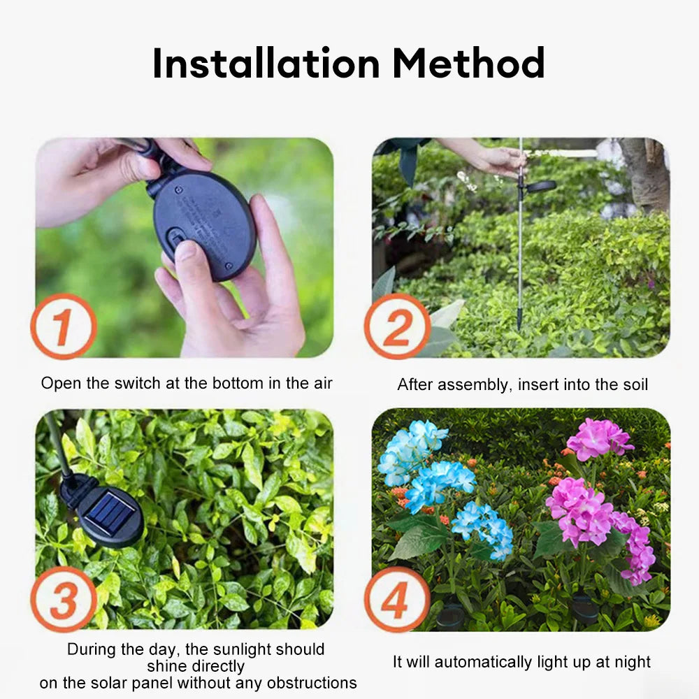 Hydrangeas Flower Solar-Powered LED Decorative Garden Light